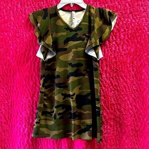 Pomelo camouflage dress with ruffle sleeves